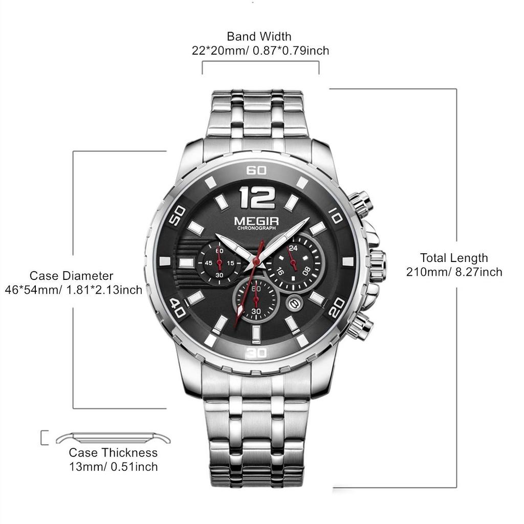 Megir Chronograph Quartz Men Watch Top Brand Luxury Army Military Wrist Watches Clock Men Relogio Masculino Business Wristwatch