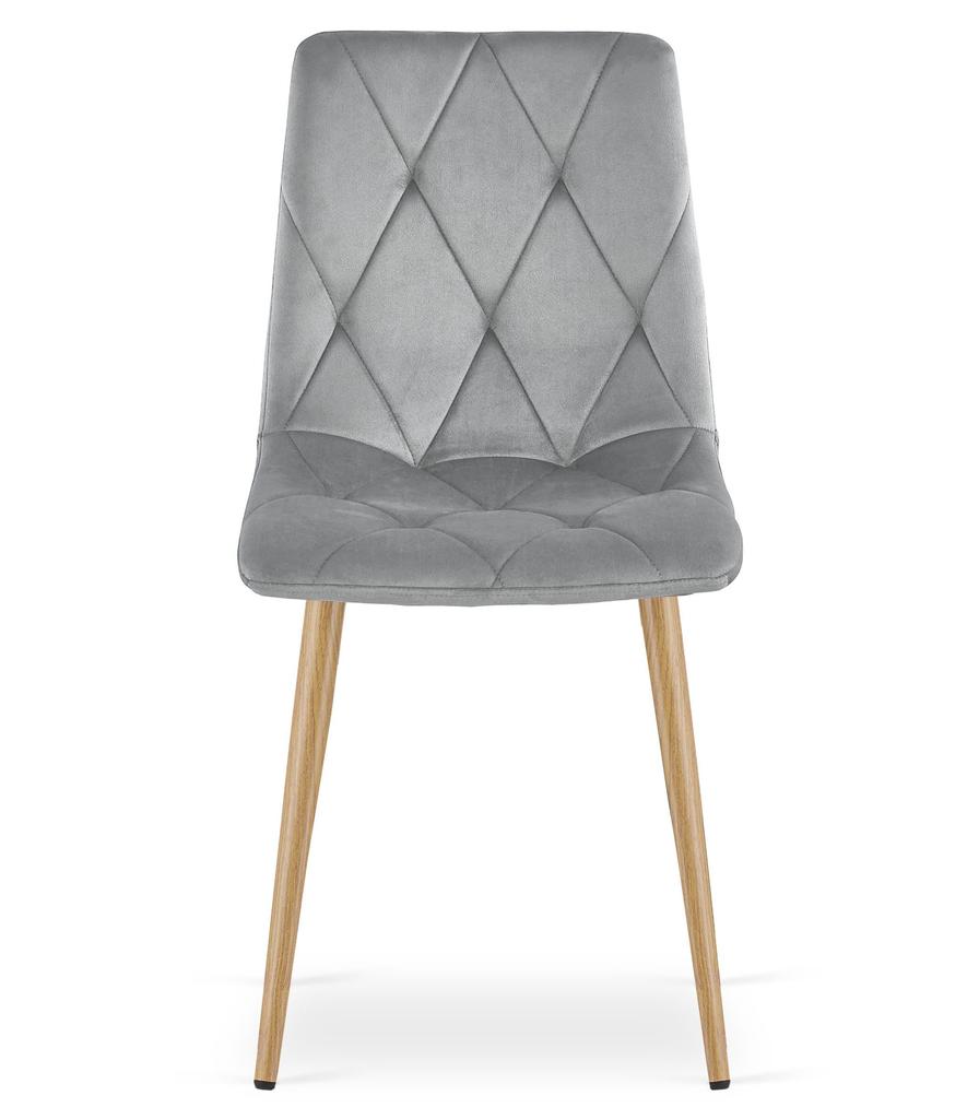 LIBRA chair - light gray velvet / wood color legs x 2