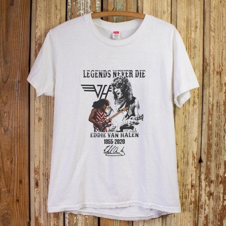 Legendy Nikdy Nezemřou Tričko na památku Eddieho Van Halena – Vintážní kytarová legenda