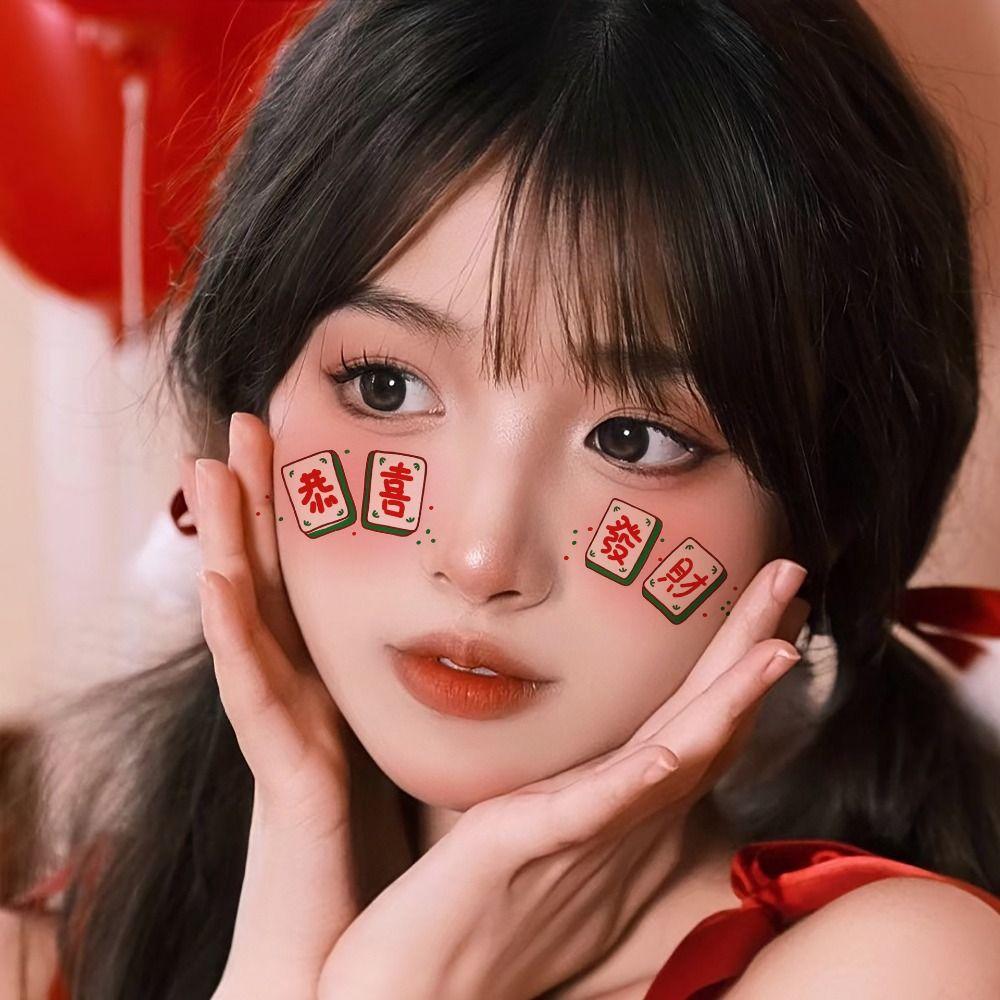 6 Sheets New Glitter Face Waterproof Temporary Face Makeup Patches DIY Red Sticker Women