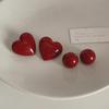 Retro Hong Kong Style Wine Red Heart Oil Painting Earrings - Sweet, Simple, and Fashionable.