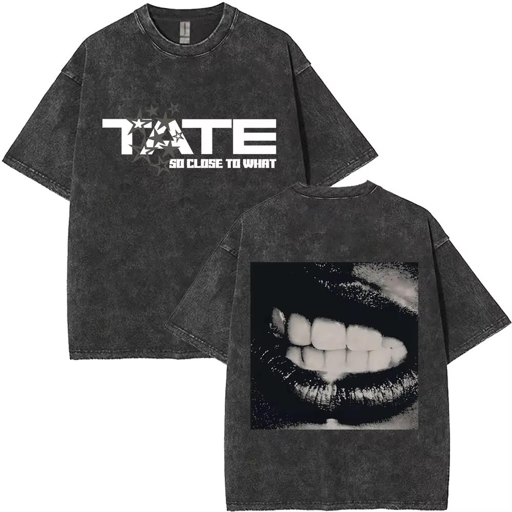 Gewaschenes Vintage Singer Tate Mcrae The Think Later Welttournee T-Shirt Herren Damen Modetrend Oversized T-Shirts Streetwear Unisex