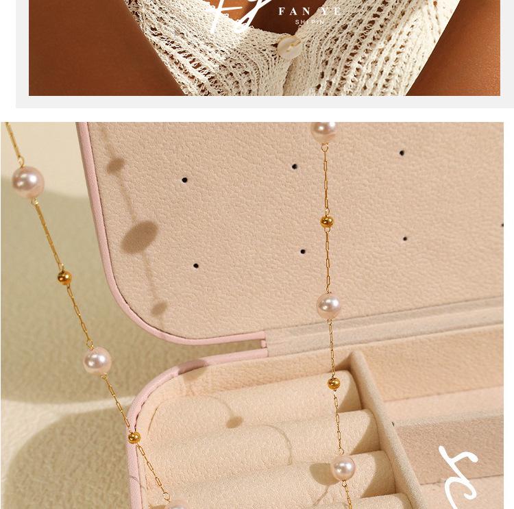 Light Pink Pearl Stainless Steel Necklace – European & American Style Women's Luxury Korean-Inspired High-End Jewelry