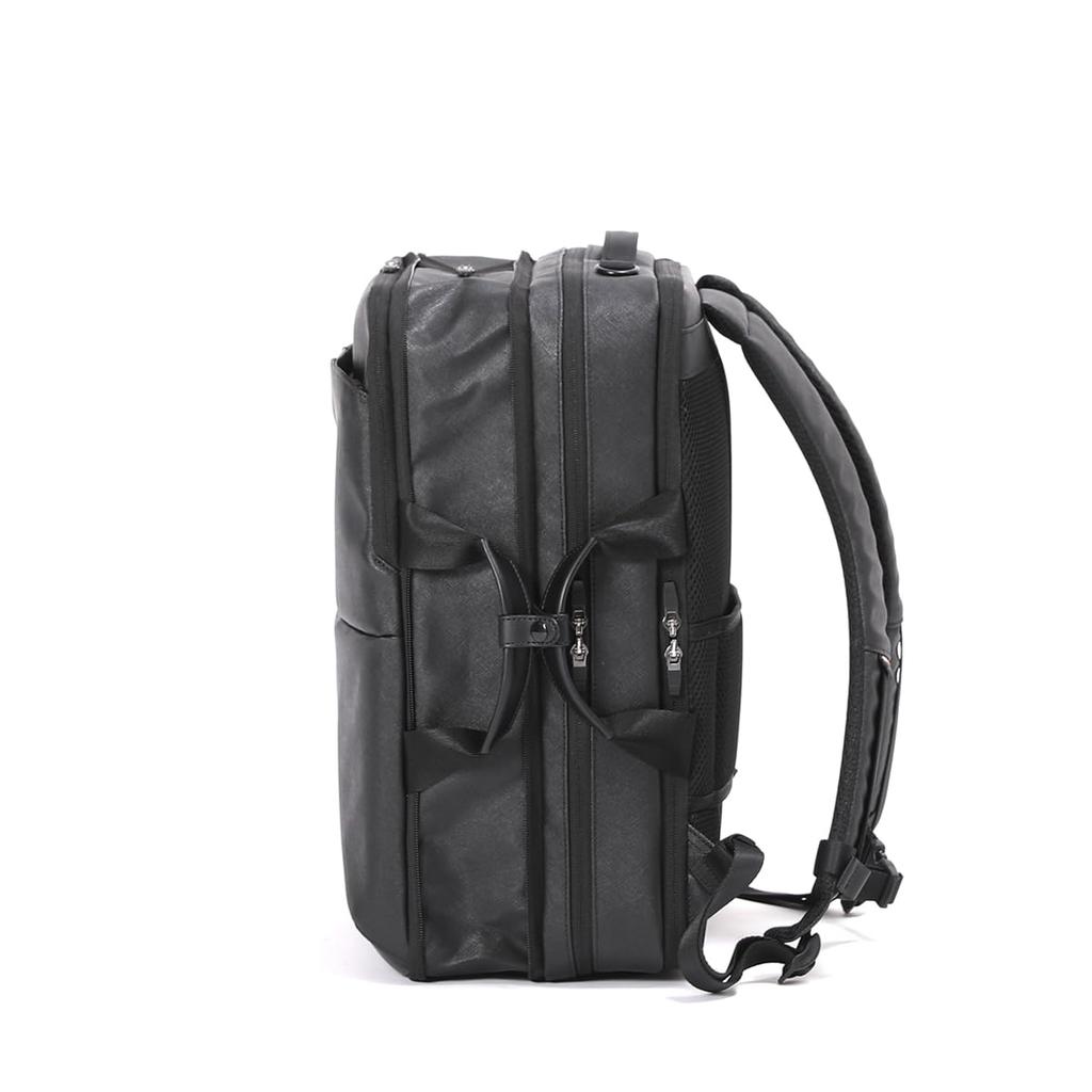 Bermas DULITE FLEX 3-Way Business Backpack, 6cm Expandable, Saffiano Pattern, Black, 60648, One Size