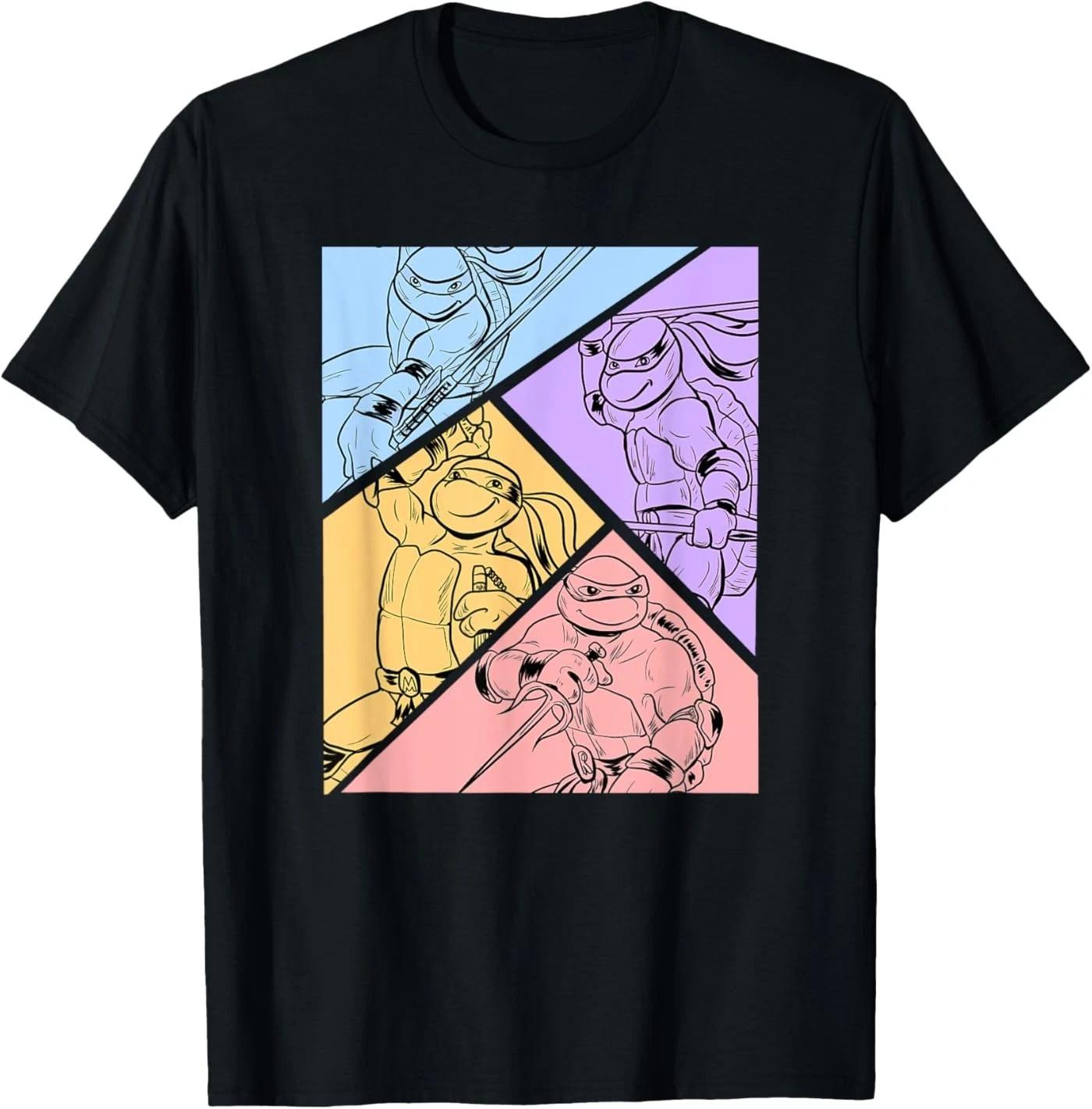 Teenage Mutant Ninja Turtles - TMNT - Turtles in Ink on Pastel 100% Cotton T-shirt Mens Tees Top S