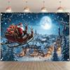 Bannière plate 2D 1 pièce Thème de Noël Ciel nocturne bleu Motif Père Noël Décoration murale pour la fête d'hiver du Nouvel An