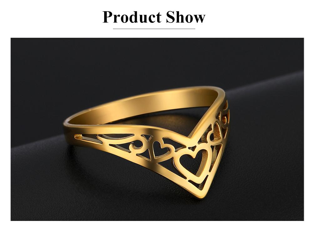 Cazador Aesthetic Hollow Hearts Rings for Women Adjustable Gold Color Stainless Steel Finger Ring Jewelry Wedding Gifts