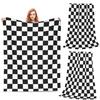 Plaid Decor Black White Checkered  Blanket Flannel Sofa Throw Blanket Super Soft for Home Bedroom Travel Throws Bedspread Quilt