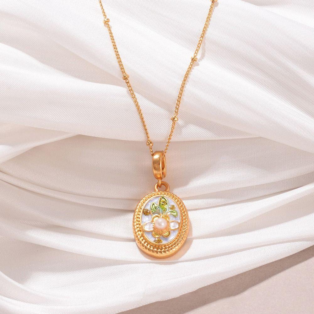 Collar Chinese Style Necklace Oil Painting Noble Clavicular Chain Luxury Choker  Banquet Style D