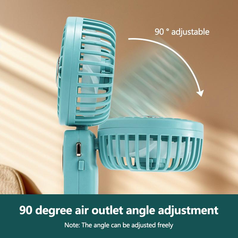 Portable Handheld Personal Rechargeable Fan Led Digital Display 90°Adjustable Rechargeable Fan 5 Speed Wind With Lanyard