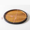 1PC Embossed Pattern Tray New Chinese Style Square Round Bamboo Tea Plate Household Desktop Decoration