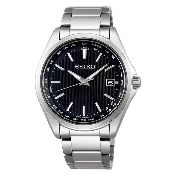 Orologio Seiko Seiko Selection Titanio Solare Radiocontrollato Ora Mondiale SBTM291 Argento/Nero 1 pz
