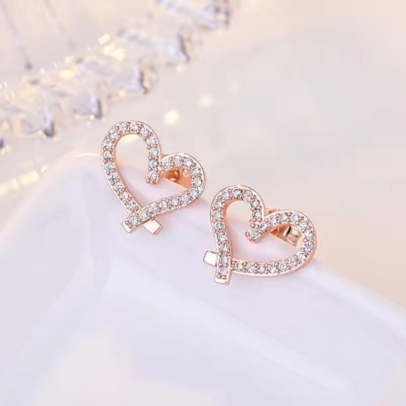 925 Silver Earrings Heart for Women Jewelry Wedding Engagement Party Gifts cute