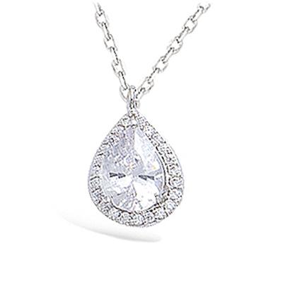 [N6848] - White 'Sissi' Silver Necklace (rhodium-plated) - 12x8 Mm