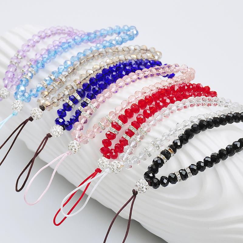 New s Colorful Crystal Phone Hanging Rope Creative Universal Phone Chain Wrist Strap Rope Bead Pendant Phone Lanyards