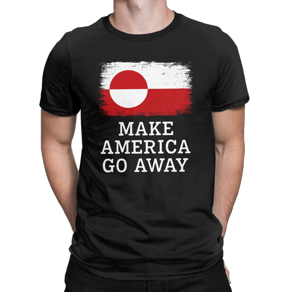 Oversized T Shirt Summer Make America Go Away Leisure TShirts Greenland Flag Cotton Tshirt for Men Y2K Short Sleeve Clothing