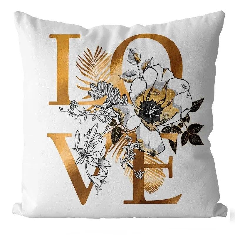 45x45 Cm Ginkgo Print Cushion Cover for Living Room Sofa Bedroom Home Decoration Square Polyester Pillowcase Waist Pillow Cover