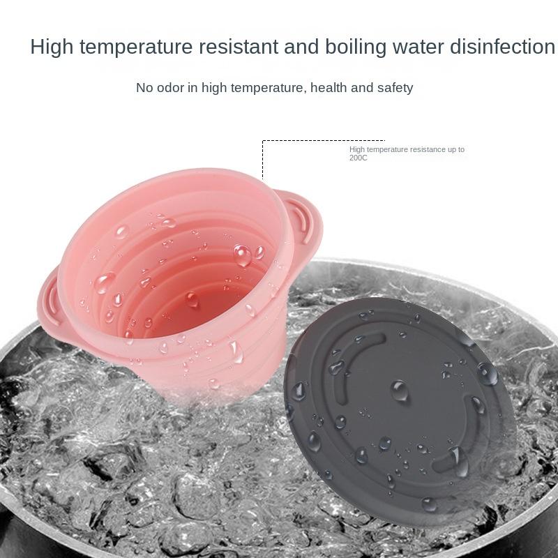 Outdoor Use Travel Silicone Foldable Bowl Travel Portable Retractable Instant Noodle Bowl Childrens Outdoor Use Picnic Lunch Box with Lid