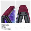 for Motorola Razr Ultra 2024 Case/Razr 50 Ultra Case,Built-in Screen Protector & Hinge Protection & Ultra Thin PU Leather Matte PC Phone Case-Rose Red