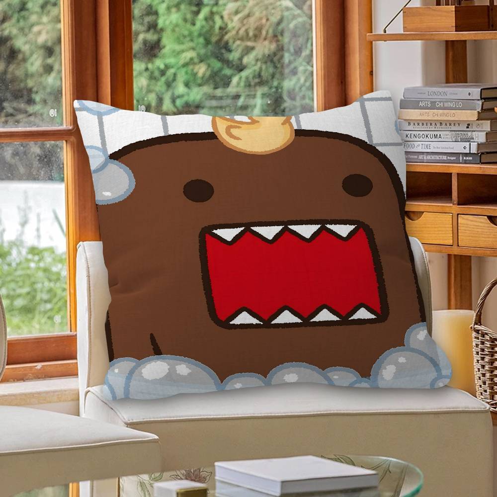 Cute Domo-Kun Maple Design Cushion Cover Happy Autumn Harvest Decor Holiday Decorati Pillow Cover
