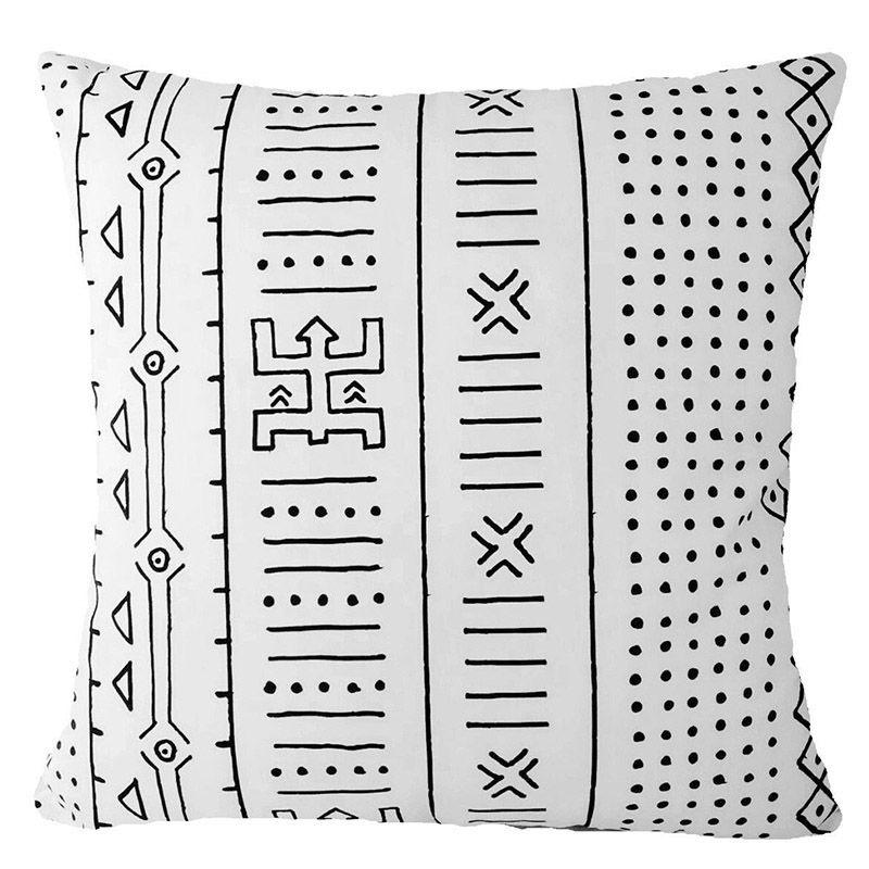 Cover Geometric Cushion Home Sofa Decor Black  White Linen Throw Pillow Case