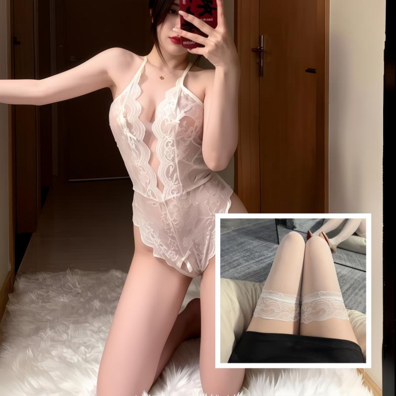 Sexy Seduction Lace Set Open Free Onesie Transparent Pure Desire Suspender Set Sexy