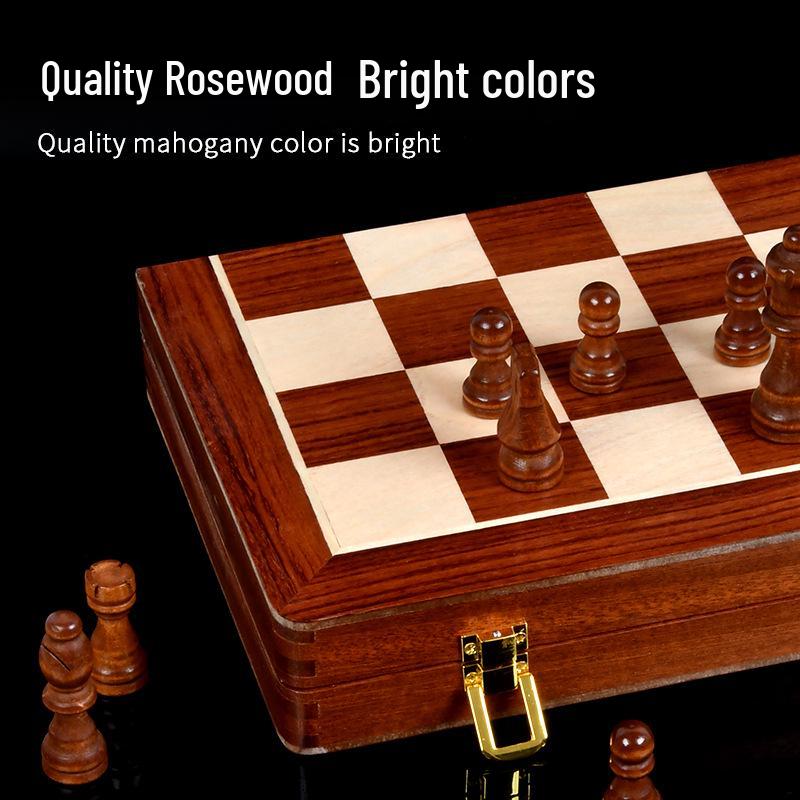 Premium Rosewood Magnetic Foldable Chess Set - High-Quality International Toy