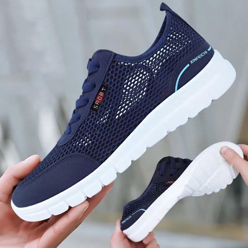 Men's Spring and Summer Breathable Mesh Shoes Casual Men's Tennis Shoes Anti Slip and Deodorant Sports Running Flat Shoes