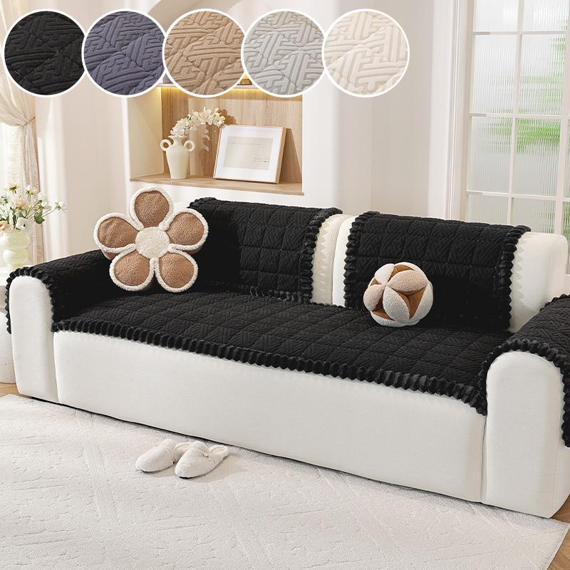 Thick sofa cushion in autumn and winter Integrated straight row anti-skid sofa cushion plush Mantou cushion