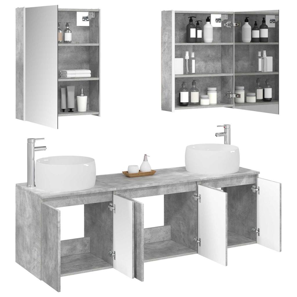 Bathroom Cabinet Set 5 Pcs Concrete Grey Particleboard