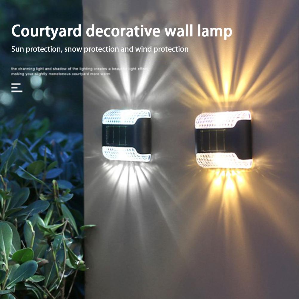 4pcs Solar Led Up Down Wall Lamp Outdoor Waterproof Garden Light For Fences Yard Patio Balcony Decor