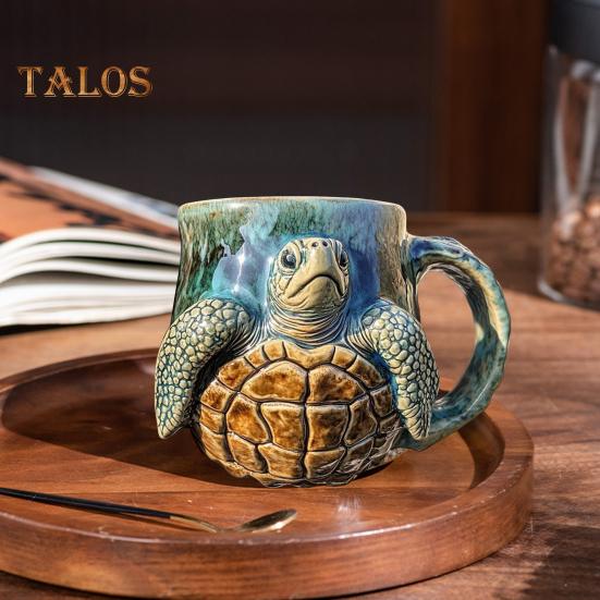 Octopus Coffee Mug 3D Sea Turtles Mermaids Whales Dolphin Water Cup for Sea Lovers Handmade Ocean Creature Statue Cup Gifts for Ocean Enthusiasts