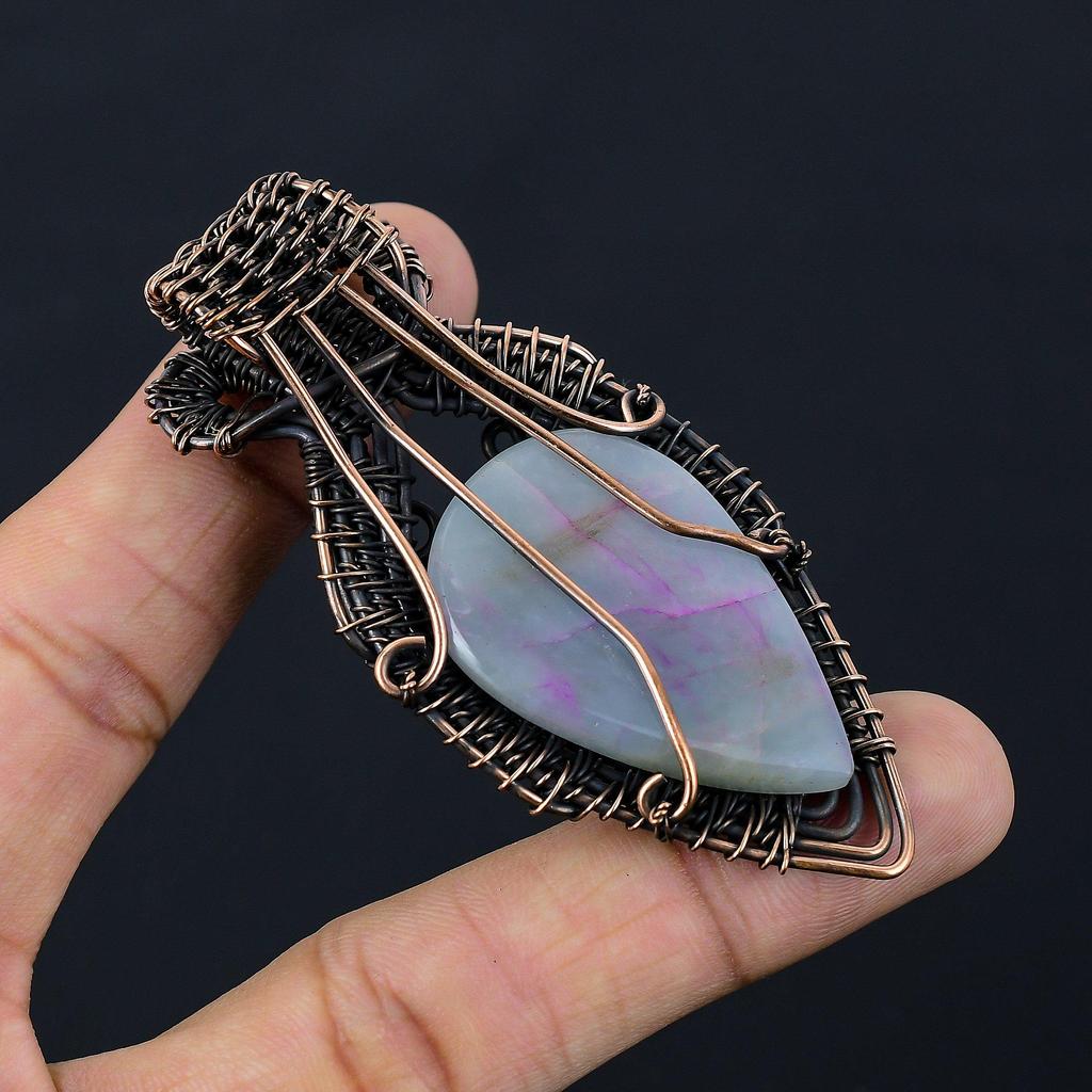 Pietre prețioase acvamarine pur cu sârmă de cupru bijuterii pandantiv lucrate manual pentru cadou de Anul Nou