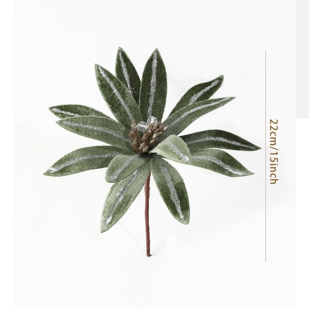 Neue 15 cm künstliche Weihnachtssternblume Beflockter Stoffband Simulationsblumen Weihnachtsblume Weihnachtsbaumzubehör