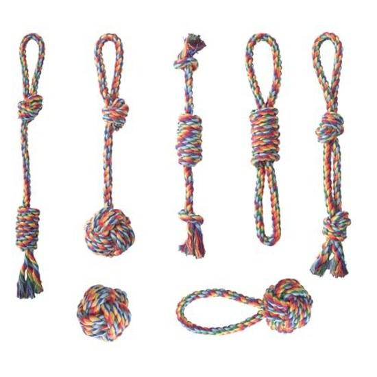 7-pack Puppy Rope Toys Dog Pet Chew Cotton Stress Relief Durable Clean Dental Care Suitable Small Medium Dogs (7PACK)