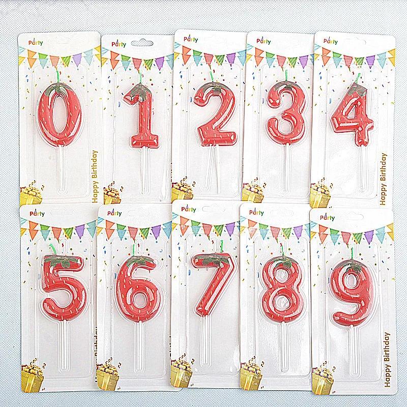 1pc Strawberry Birthday Cake Candle, 0-9 Number Perfect for Anniversary, Birthday & Party Decorations, Celebration Candle