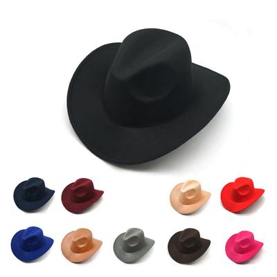 Western Denim Crimped Hat Retro Woolen Jazz Hat Felt Top Hat For Men And Women