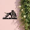 2D Flat Metal Wall Art - Hunting Dog with Pheasant Silhouette, Black Outdoor Decor for Living Room, Study, Farmhouse, Indoor Outdoor Use
