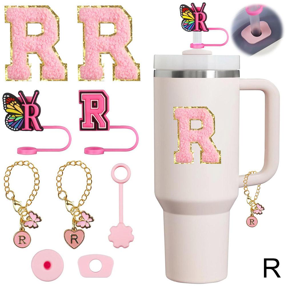 Letter Embroidery Straw Cover Cap Straw Toppers And Letter For Stanley 30&40 Oz Tumbler With Handle Cup Straw Tumbler Acc