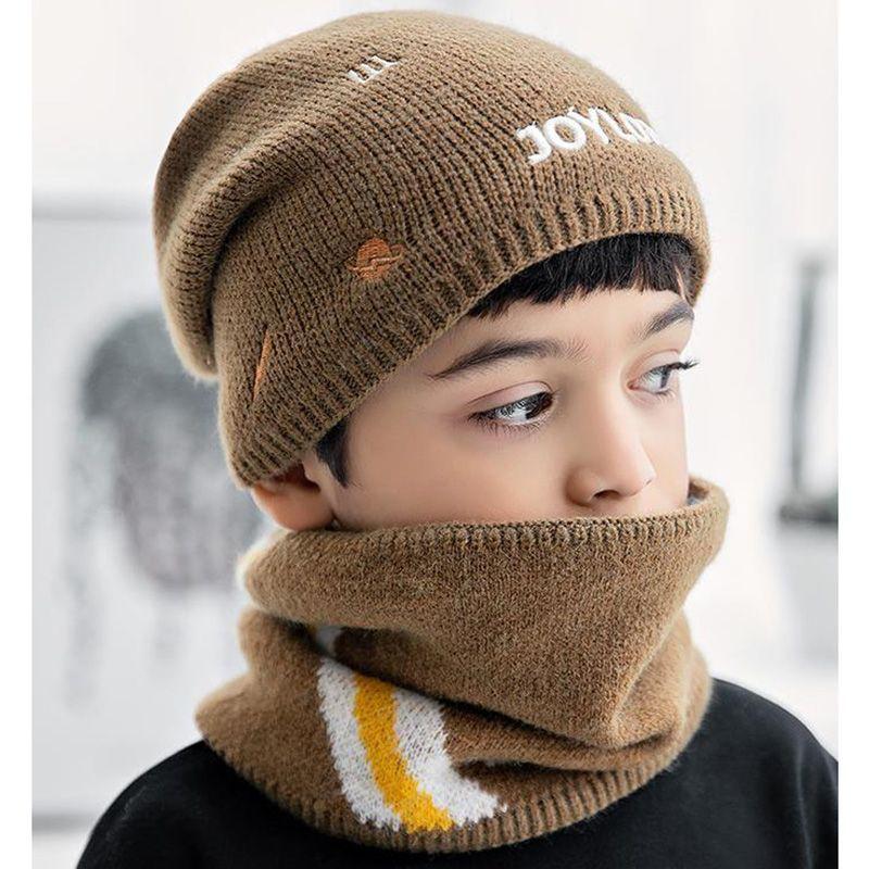 Chlapecká čepice Zimní teplá Dětská vlněná čepice Sametová zesílená Větruodolná čepice Nákrčník