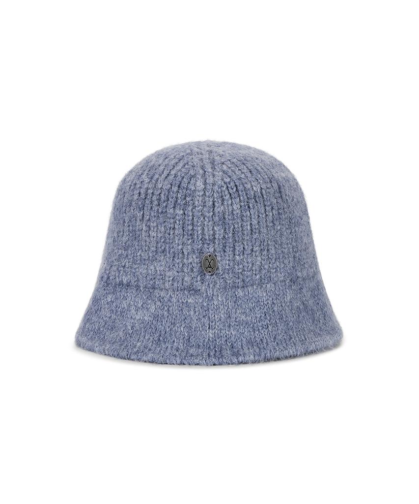 Bajal Va Curved Oval Metal Washed Knit Bucket Hat Soft Blue