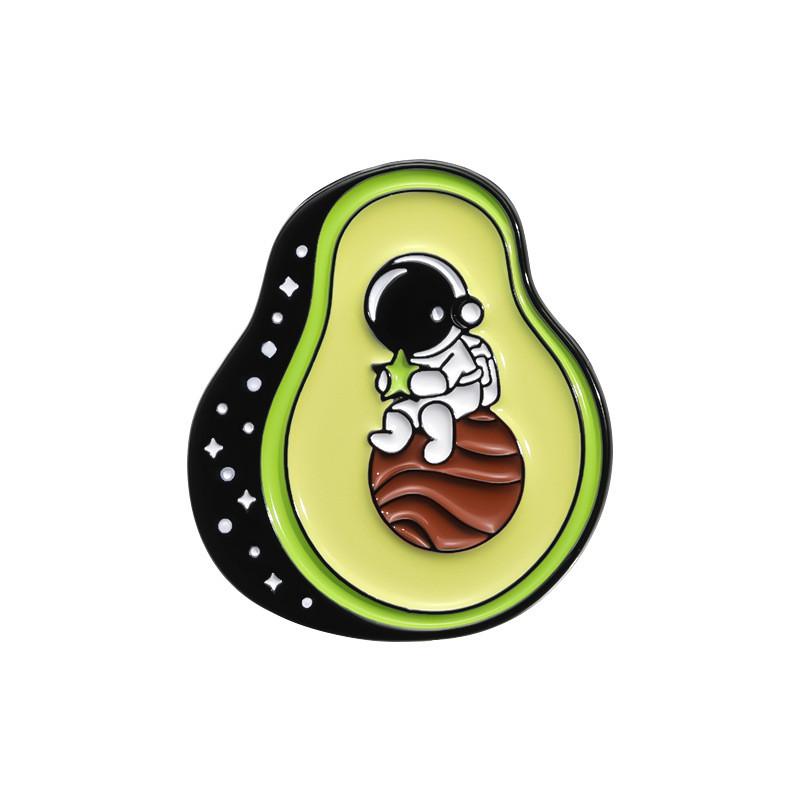 Creative Fruit Cute Series Metal Brooch Set Featuring Adorable Avocado And Peach Designs For Stylish Accessories And Fashionable