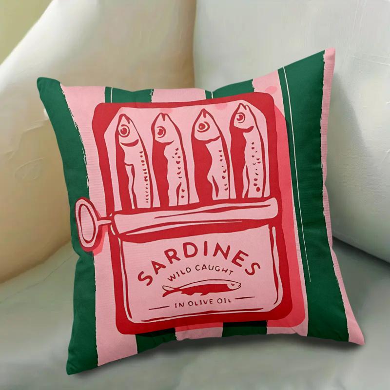 1Pc Vibrant Minimalist Food Design Throw Pillow Cover Zippered Polyester Cushion Cas, Decorative Pillowcase