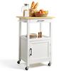 VEVOR Kitchen Island Cart with Single Door Cabinet, Mobile Carts with Drawer, Towel Rack, Hooks, Portable Table on Swivel Wheels