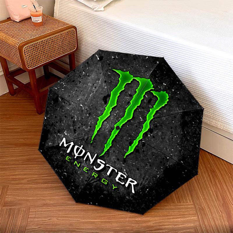 Monster Energy pattern, automatic folding umbrella, portable and foldable design, 8 ribs, a Christmas or birthday gift.