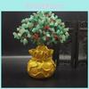 Exquisite Feng Shui Money Tree Featuring Yellow Citrine And Amethyst Crystal Leaves