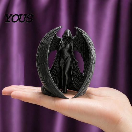 Dark Goddess Decor 3D Printed Figurine, Vintage Gothic Winged Women Ornament Statue, Desktop Decoration for Home Office Living Room