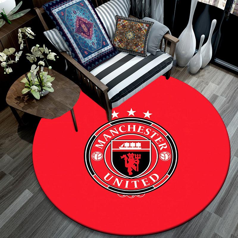 Man Utd Round Area Rug,Carpet Rug for Living Room Bedroom Sofa Playroom Decor,Non-slip Floor Mat