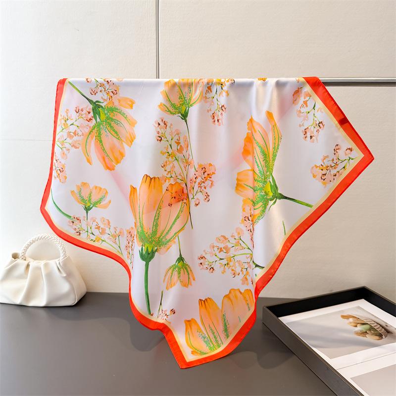 Fashion 70cm Square Scarves Women's Silk Scarf Spring and Summer Bandana Small Neckties Hairbands Bags Foulard Shawl