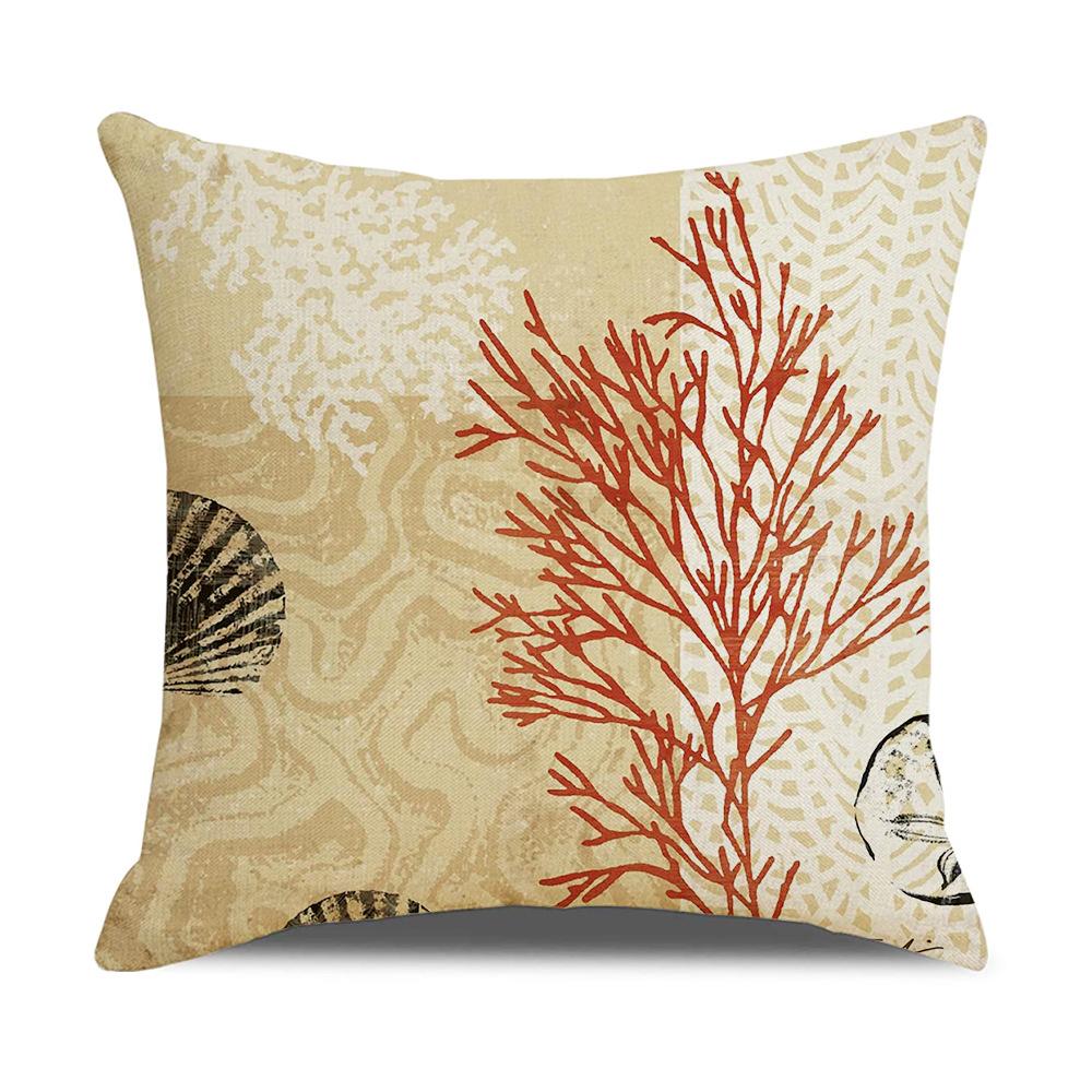 Retro Mediterranean Ocean Digital Print Linen Pillow Reading Cushion Home Furnishings